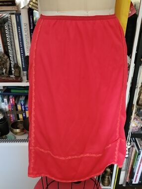 Red vintage slipskirt, lingerie, mini, top